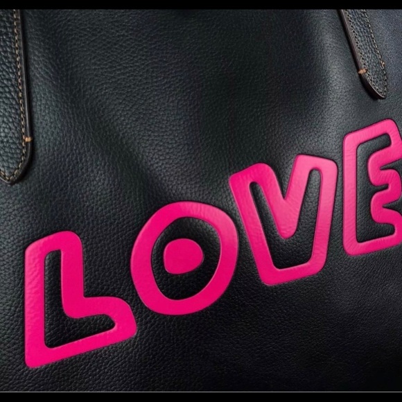 Rare Coach X Keith Haring LOVE Leather Large Tote - Picture 2 of 16